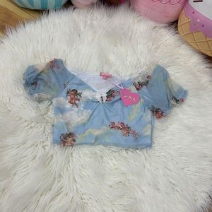 Sugar Thrillz Angel Mesh Crop Top